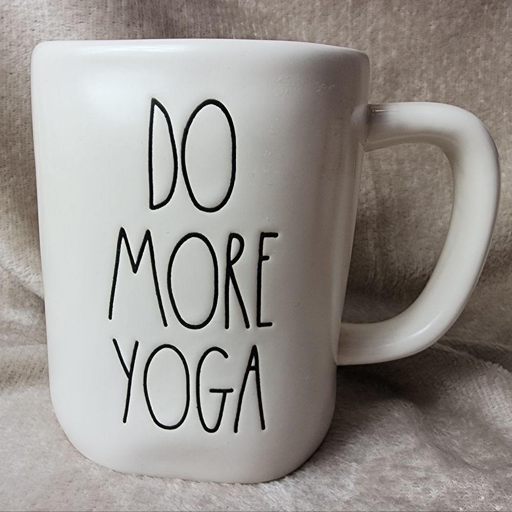 Rae Dunn Ceramic Do More Yoga Off White Mug Like New